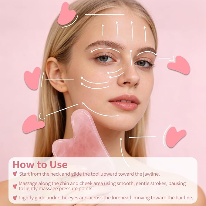 huefull Rose Quartz Gua Sha Tool - Image 4