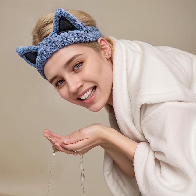 2 Pcs Cat Ears Headband, Cute Spa Headbands - Image 3