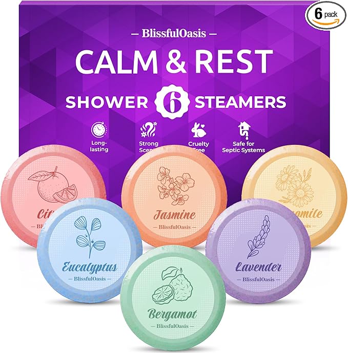 BlissfulOasis Shower Steamers 6 Packs, Shower Bath Bombs by BlissfulOasis