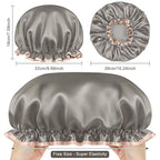 Waterproof Shower Caps for Women, Solid Color Dual-Layer Elastic Band Design - Image 3
