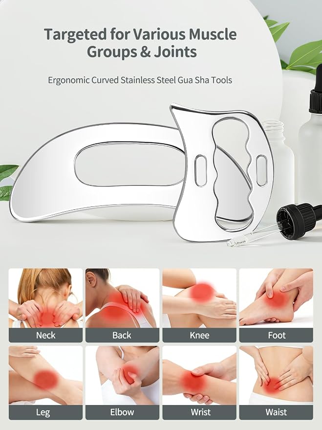 2-in-1 Stainless Steel Gua Sha Massage Tool Set, Muscle Scraper & IASTM Tools - Image 5
