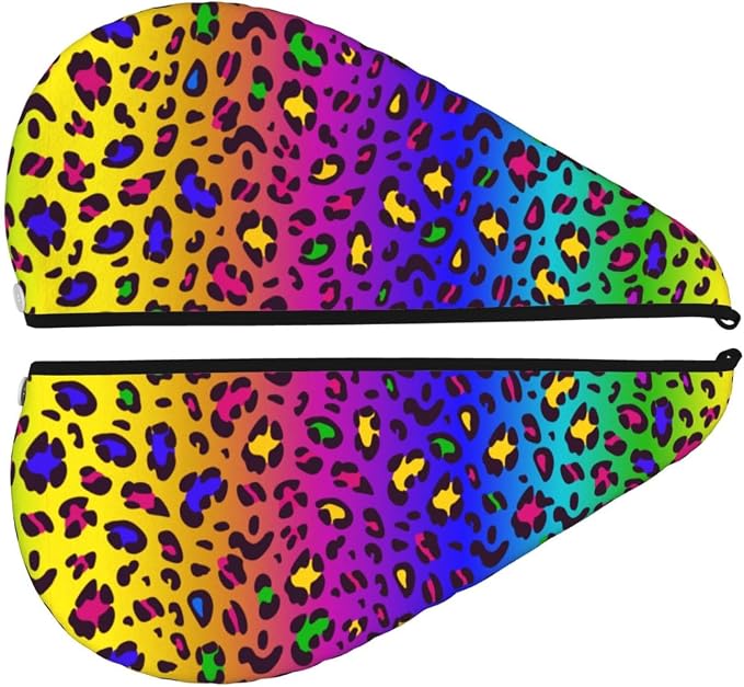 Rainbow Leopard Hair Towel Wrap Absorbent Hair Drying Towel Microfiber Hair - Image 8