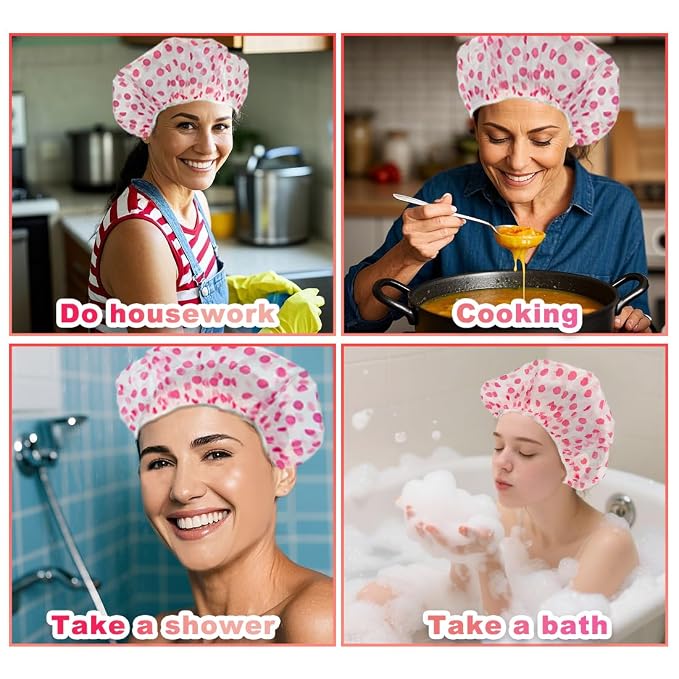 18 Pack Shower Caps for Women, Waterproof Reusable & Disposable Adjustable Bath - Image 7