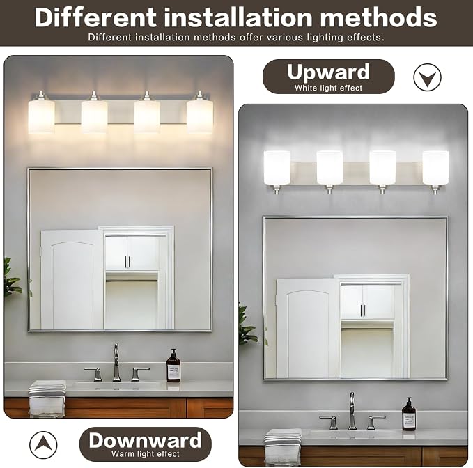 SOLFART Brushed Nickel Bathroom Vanity Light Vintage 4 Light Wall Light - Image 4