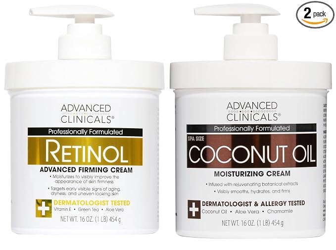 Advanced Clinicals Unscented Retinol Body Lotion & Face Moisturizer + Coconut by AdvancedClinicals