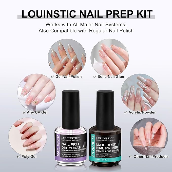 LOUINSTIC Nail Prep Dehydrator and Acid-Free Primer, Quick-Dry & Safe - Image 4