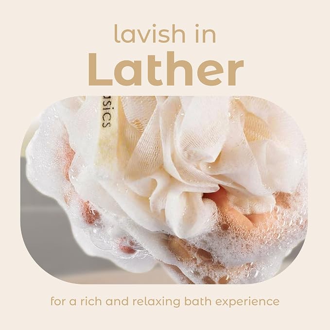 MainBasics Seaweed Infused Bath Shower Loofah Sponge Pouf Body Wash Scrubber - Image 4