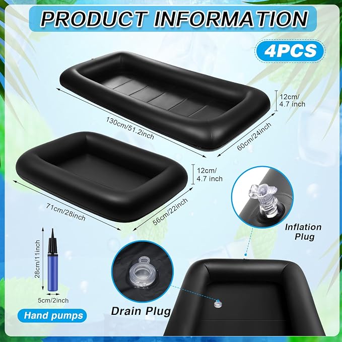 Leitee 4 Pcs Inflatable Ice Serving Bars Buffet Serving Tray Drink Cooler - Image 2