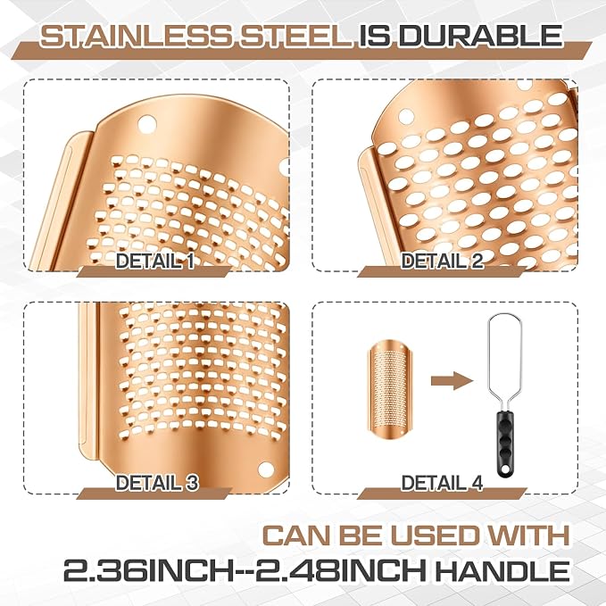 Moxweyeni 8 Pack Rose Gold Foot File Callus Remover Replacement Blades Metal - Image 3