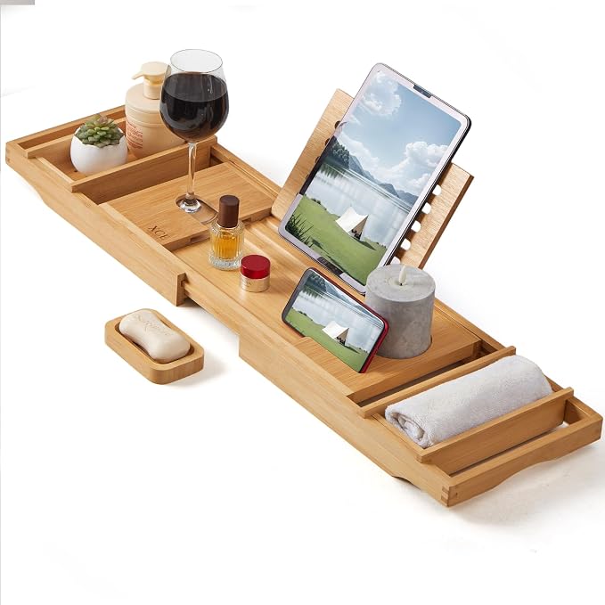 XcE Bamboo Bathtub Caddy Tray by XCE