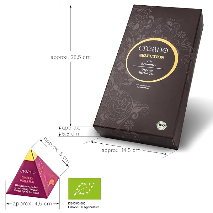 Creano Organic Herbal Tea Gift Set "Organic Herbal Tea" – 18 Pyramid Tea Bags - Image 2