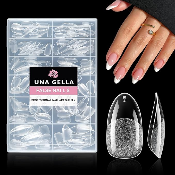 UNA GELLA Medium Oval Fake Nails Pre-shape 216pcs Round Gel Nail Tips Press on by UNAGELLA