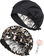 2 Pack Satin Lined Bouffant Scrub Caps by Yuest