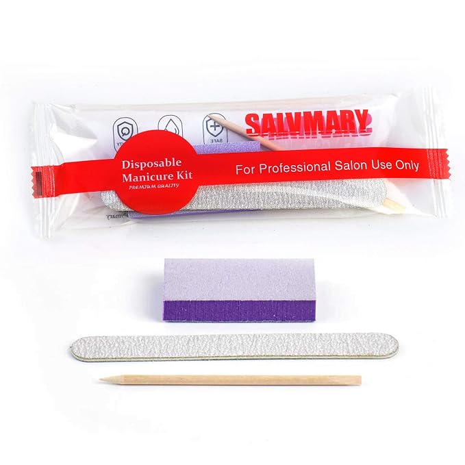 Professional Disposable Manicure Kit Basics 3 Piece Nail Kit, Wood Nail File - Image 2
