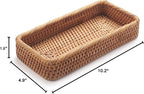 Rattan Bathroom Vanity Trays Toilet Tank Baskets Long Narrow Hand Towel Storage - Image 2