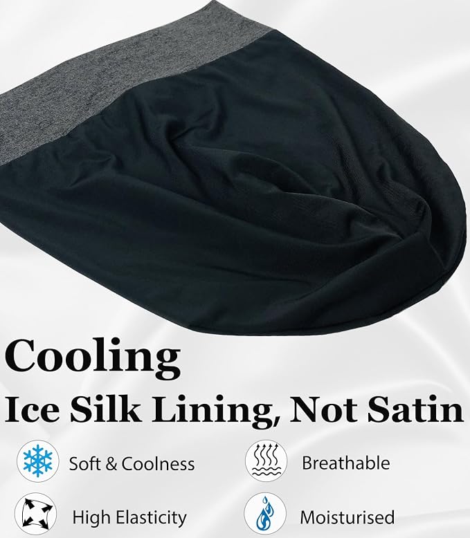 Sleep Cap Bonnet for Sleeping Black Women, Adjustable Cooling Ice Silk Lined - Image 2