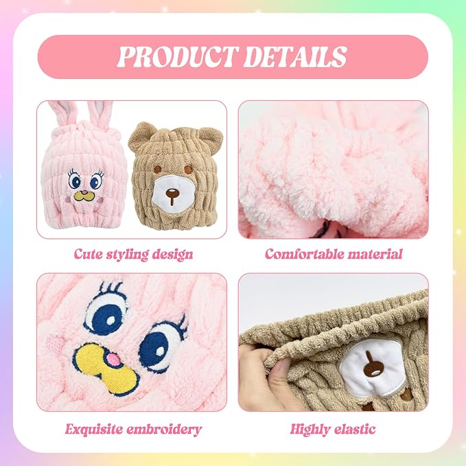 2 PCS Microfiber Hair Towel Wrap - Image 4