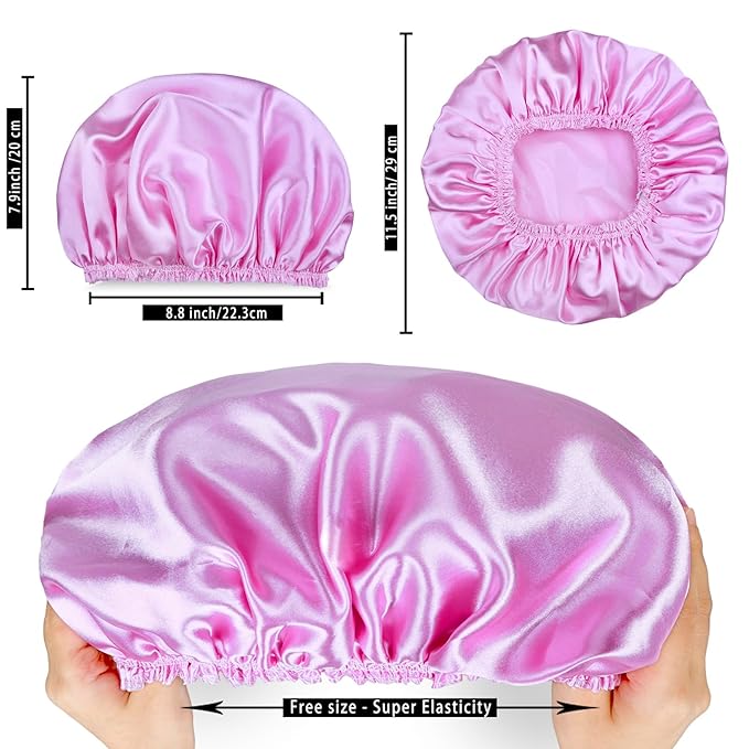Shower Caps for Women, Double Waterproof Layers Shower Cap, Bathing Shower Caps - Image 4