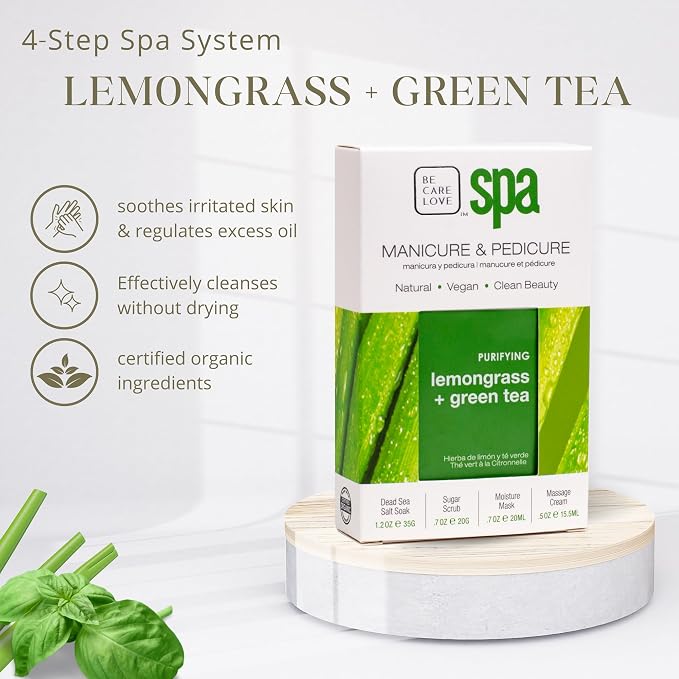 Lemongrass + Green Tea 4-in-1 Manicure & Pedicure Spa Set – Exfoliate, Hydrate - Image 3