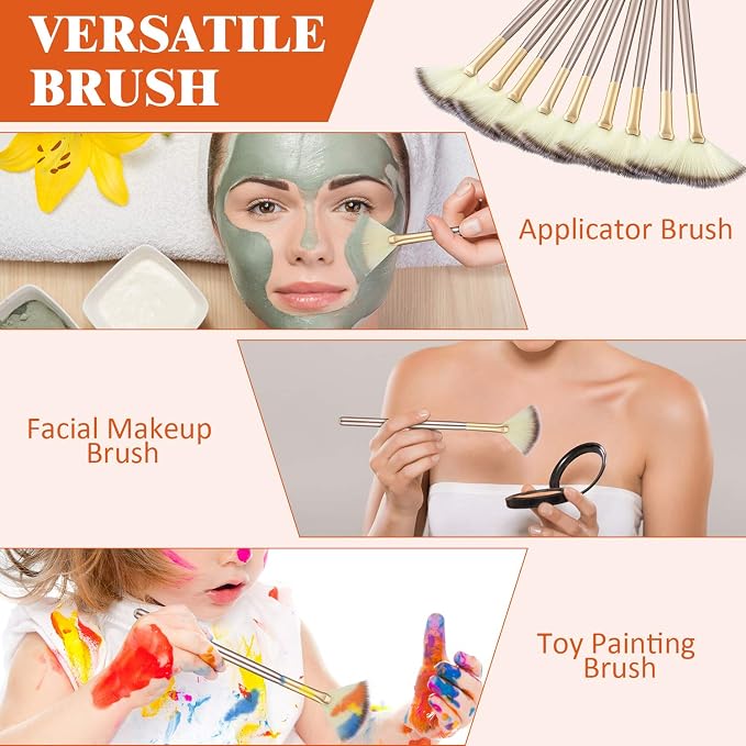 9 Pieces Facial Fan Mask Brushes, Soft Facial Applicator Brushes Tools - Image 6