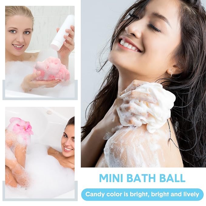 CHENGU 50 Pack Loofah Sponge Bath Sponge Shower Loofah Mesh Shower Ball Bath - Image 5