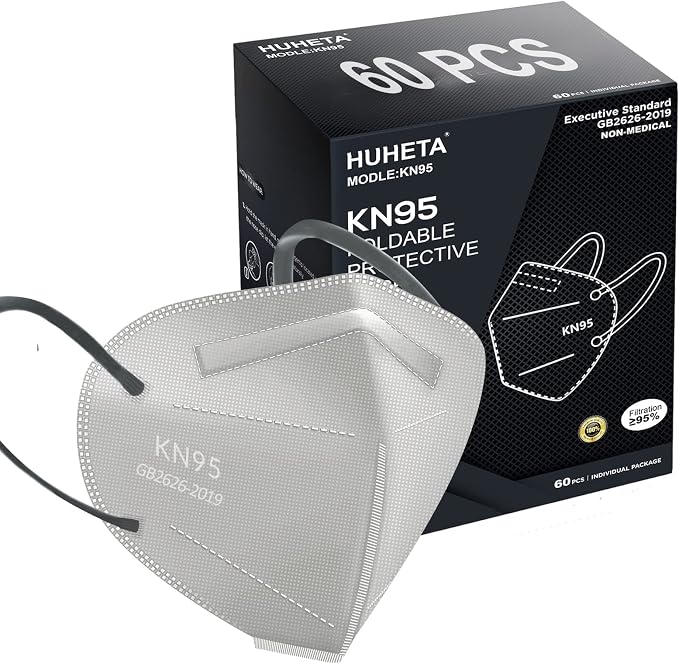 HUHETA KN95 Mask, 5 Ply Protective Dispoasable Masks Filter Efficiency≥95% by HUHETA
