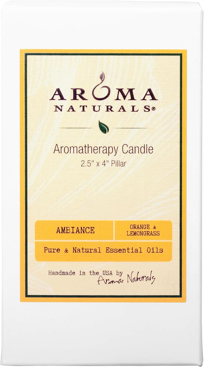 Aroma Naturals Essential Oil Orange and Lemongrass Scented Pillar Candle - Image 2