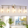 DLLT 6-Light Bathroom Light Fixtures: Nickel Modern Vanity Lights by DINGLILIGHTING