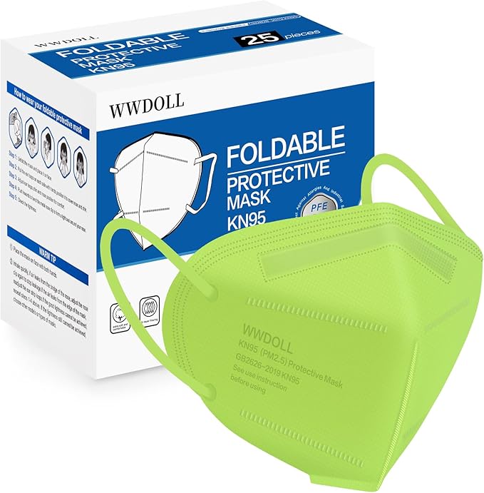 WWDOLL KN95 Face Mask 25 Pack, 5-Layers Breathable Disposable KN95 Masks by WWDOLL