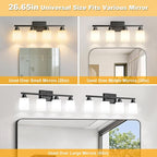 Unicozin 4-Light Bathroom Light Fixtures, Modern Black Vanity Light Over Mirror - Image 6