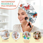 Shower Cap Reusable Double Layer Adjustable Elastic Waterproof EVA Hair Bath - Image 6