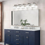 Aipsun Brushed Nickel Bathroom Lighting Fixtures 5 Light Vanity Light Crystal - Image 4