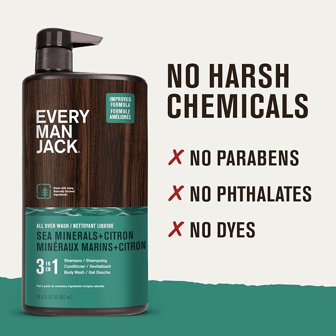 Every Man Jack Sea Minerals + Citron Hydrating Mens 3-in-1 All Over Wash - Image 6