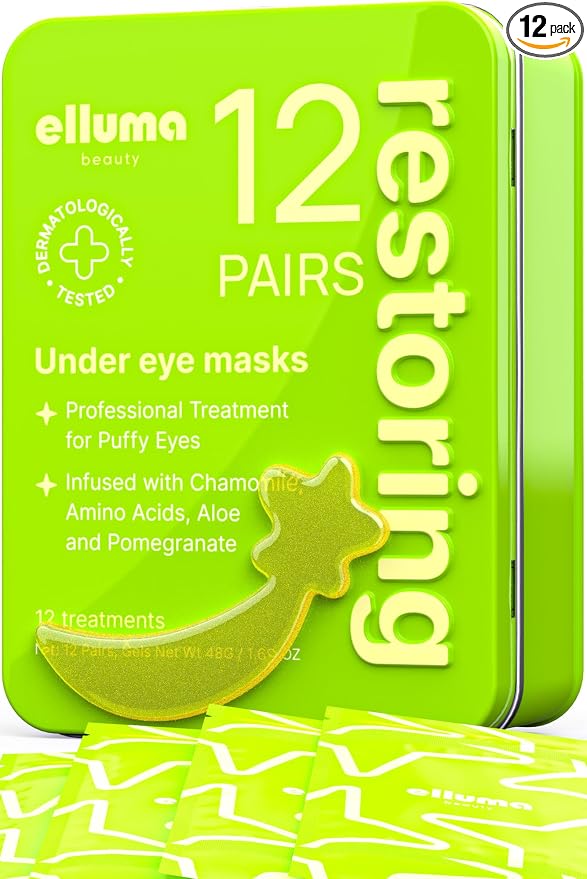 Under Eye Patches 12 Pairs of Themed Hydrogel Eye Gel Pads by EllumaBeauty