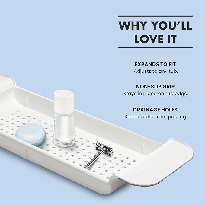 madesmart Expandable Bath Shelf, Adjustable Bathtub Tray - Image 7
