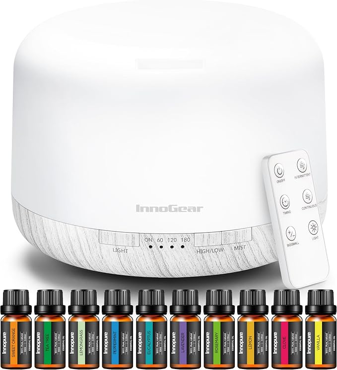 InnoGear Aromatherapy Diffuser & 10 Essential Oils Set, 500ml Essential Oil - Image 9