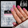 UNA GELLA Extra Short Oval Nail Tips, Pre-Etched Round Clear Fake Nails 216pcs by UNAGELLA