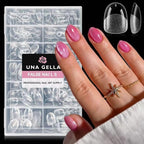 UNA GELLA Extra Short Oval Nail Tips, Pre-Etched Round Clear Fake Nails 216pcs by UNAGELLA