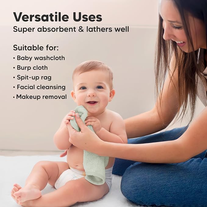 6-Pack Baby Washcloths – Soft Absorbent Viscose from Bamboo Washcloths - Image 6