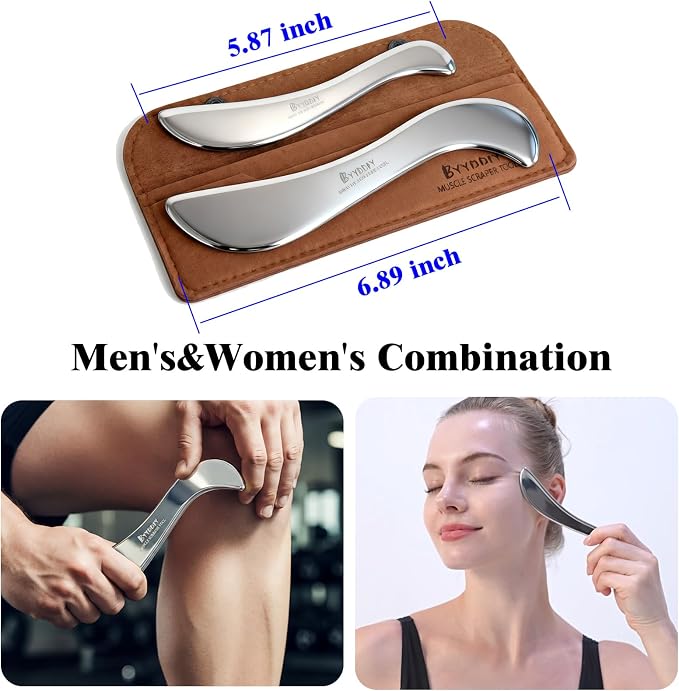 BYYDDIY Large and Small Set, Stainless Steel Gua Sha Muscle Scraper Tool - Image 2