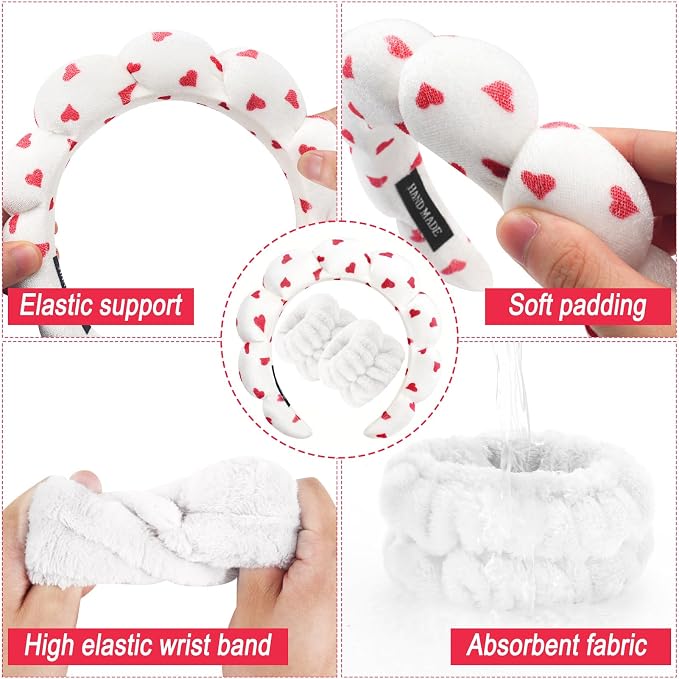 Zkptops Spa Headband for Washing Face Wristband Set Sponge Makeup Skincare - Image 5