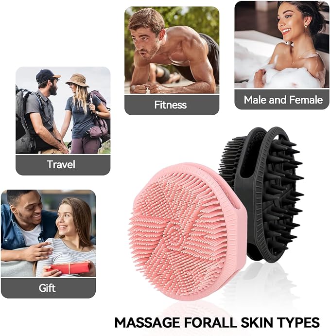 2-Pack Soft Silicone Dual-Sided Body Scrubber & Loofah | Gentle Exfoliating - Image 7