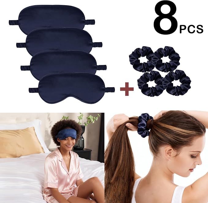 Satin Eye Mask 8Pcs Silk Sleep Masks Silky Blindfold Eyeshade Blackout Eyes - Image 2