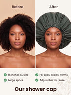 Aquior Shower Cap for Women, Extra Adjustable Shower Caps for Women - Image 3