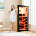OUTEXER Sauna One Person Infrared Saunas Room Chilean Pine Wood 1050W Dry - Image 9