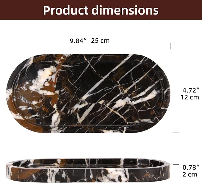 Natural Marble Tray Oval, Bathroom Vanity Tray - Image 2