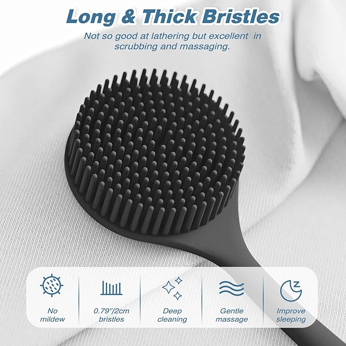 Manmihealth Silicone Back Scrubber & Soft Bath Glove Set, Super-Exfoliating - Image 3