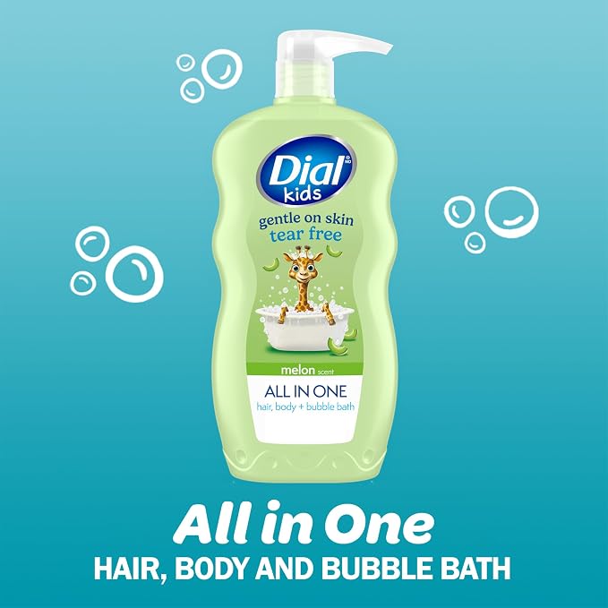 Dial Kids All-in-1 Body Wash + Hair + Bubble Bath, Melon Scent, 24 Fl Oz - Image 2