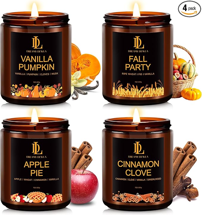 Scented Candles for Home, 4 Pack Soy Candle Set, Candle Gifts for Women Men by DLDREAMYDEWLA
