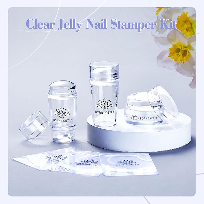 Born Pretty French Tip Nail Stamp, Silicone Stamping Long & Short Jelly Stamper - Image 7